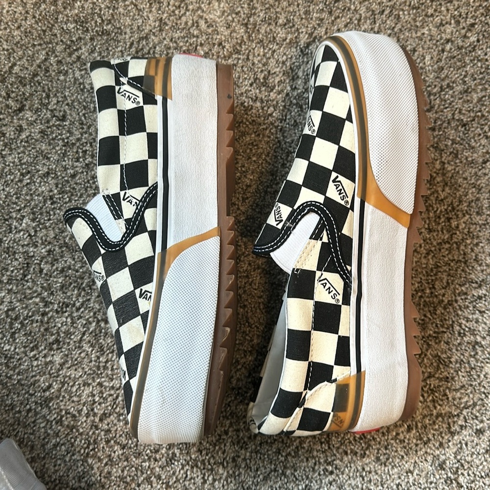 Stacked Checkered Slip On Vans